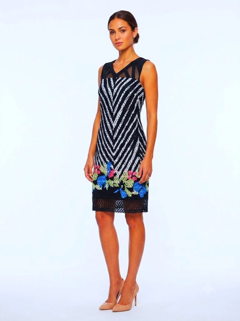 Picadilly Canada Sleeveless Pull On Lace & Mesh Dress- Sz. Med